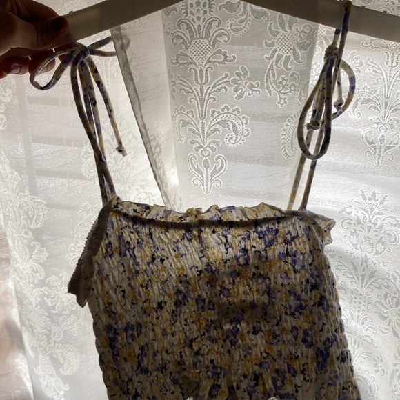 Purple, Yellow, White floral cropped tank top - Picture 2 of 2